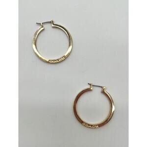 COACH Gold Plated Hoop Earrings, Stamped